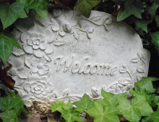 Welcome sign to garden area