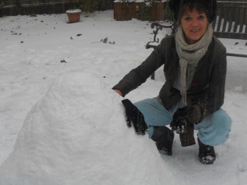 As you ad each layer of snow to your Snow Man's body be sure to keep patting it down. This will help to slow down the thawing process of your Snow Man.