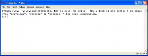 Python IDLE Start Screen.