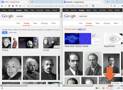 splitting screen with maxthon