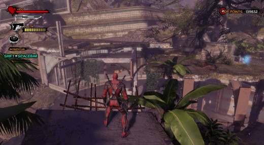 Deadpool must jump across to get the first power cell on Genosha. Move around and explore the best way to jump.