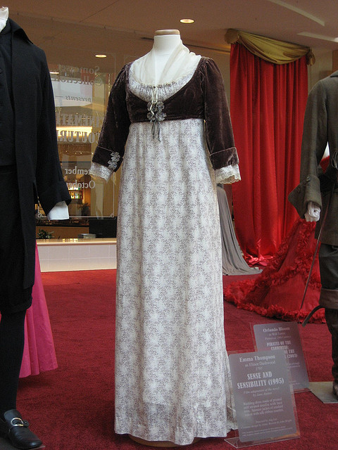 Elinor Dashwood's dress in Ang Lee's film version of "Sense and Sensibility;" an example of Regency style.