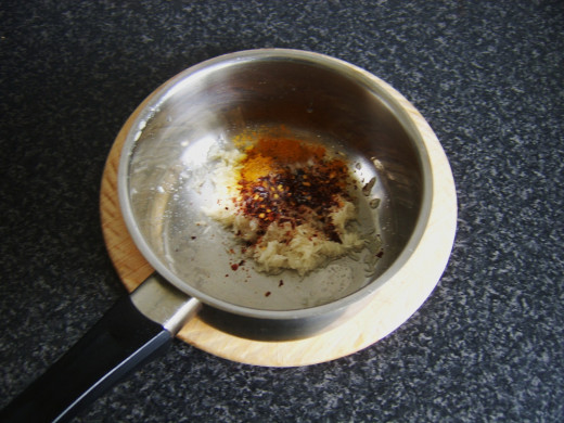 Spices and seasonings are added to rice