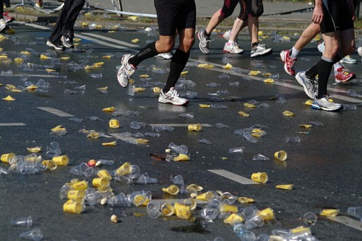 Berlin Marathon 2011. Disposed plastic cups 