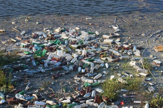 Bottle dump floating garbage