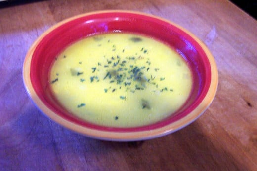 A little parsley sprinkled over the soup makes it look nice. 