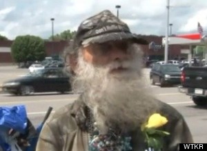 This man Mr. David Norton despite being homeless gives flowers to strangers to brighten their day.  