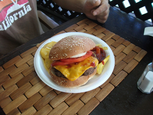 My husbands yummy cheeseburger at the sports bar. Located right next to the main pool, it was the perfect place to grab a quite bit and duck out of the sun for a bit.