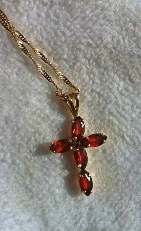Garnet and gold cross