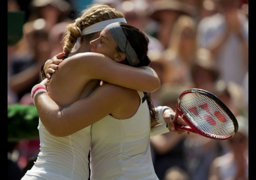 When Bartoli won Wimbledon, she genuinely embraced Lisicki. The two even walked with their arms around each other as they went off the court. Way to go Bartoli for reaching out!