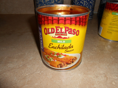 Cheese enchiladas can be served many different ways.  My family loves them topped with Old El Paso Enchilada Sauce.  