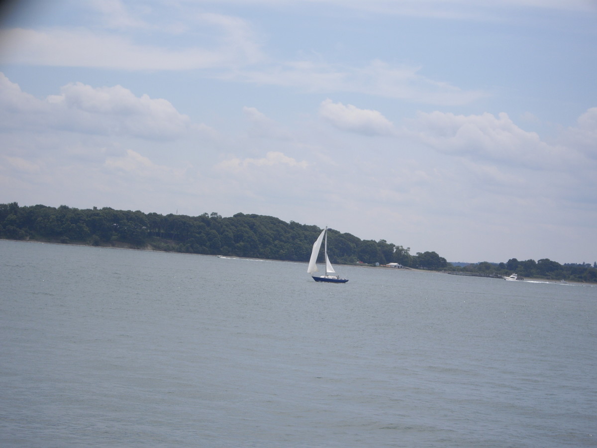 Sailboat over by one of the Harbor Islands