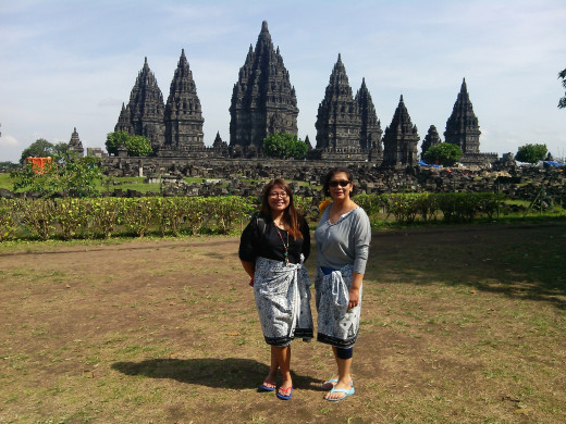 With the prambanan temple compound in the background. :)
