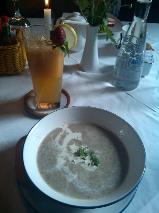 cream of mushroom and fresh apple juice