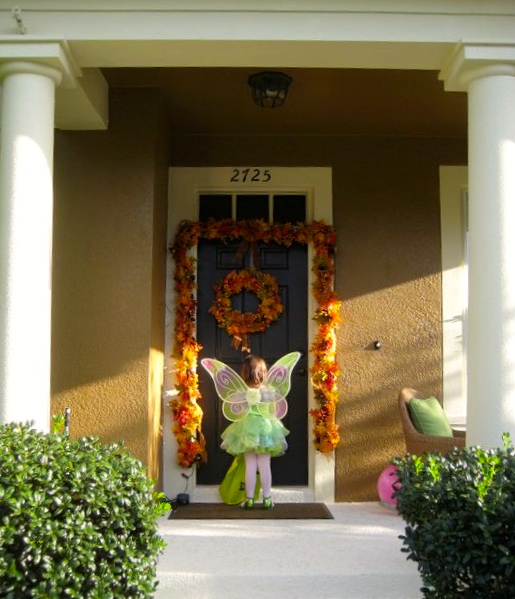 Front doors are a great background for Halloween photos.