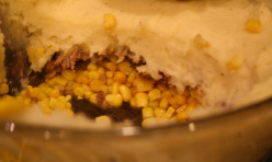 Kids love this 3-layer Shepherds Pie recipe, made with ground turkey, corn, mashed potatoes