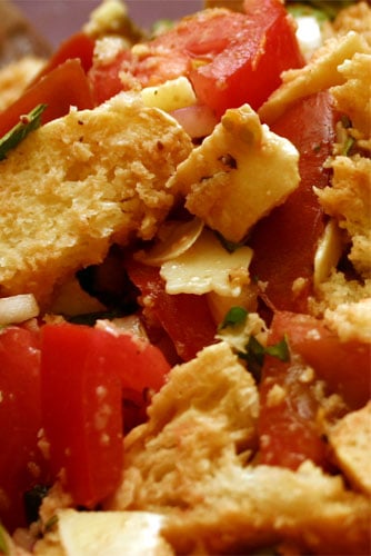 panzanella bread salad with tomato and basil