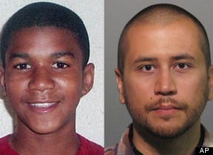 TRAYVON MARTIN (left) and GEORGE ZIMMERMAN (right)