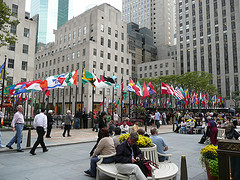 Rockefeller Plaza showcases approximately 200 flags representing the member contries of the the United Nations