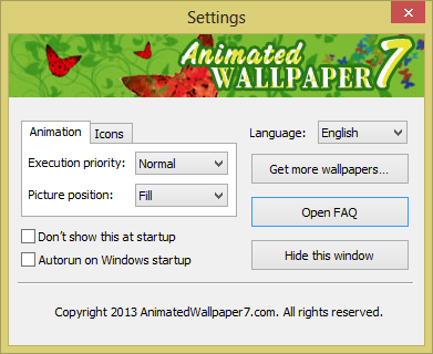 Animated wallpaper settings dialog
