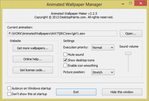 Animated wallpaper settings dialog