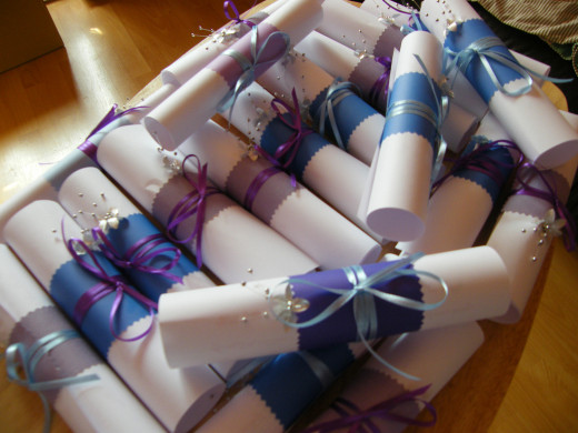 Wedding Scroll Invitations - Ribbon and Embellished 