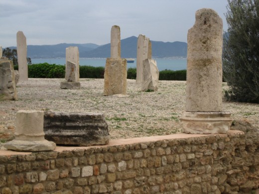 Roman Ruins on Byrsa Hill overlooking Mediterranean Sea in Carthage, Tunisia