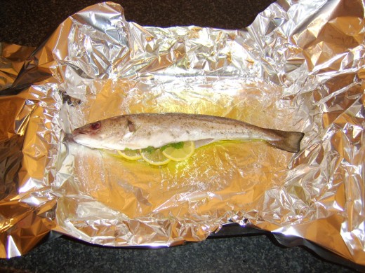 Preparing a whiting for baking