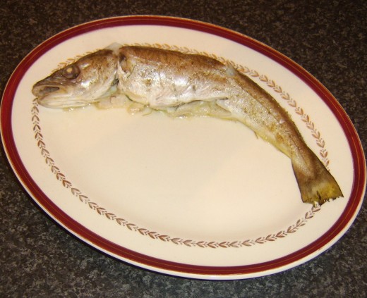 Baked whole whiting