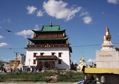 Gandantegchinlen Monastery. Mongolian Buddhism is the same a that of Tibet, so are the monasteries. This major city attraction is only 15 minutes walk from Peace Avenue.