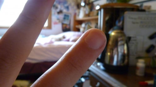A trick to forcing your camera to take macro photos is to turn it on with your finger in front of the camera.
