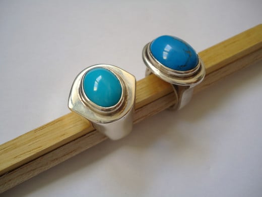 Turquoise and silver rings.