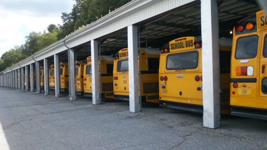 MSD Washington Township buses parked in their appropriate stalls and ready for the first day of pickup come August 5, 2013