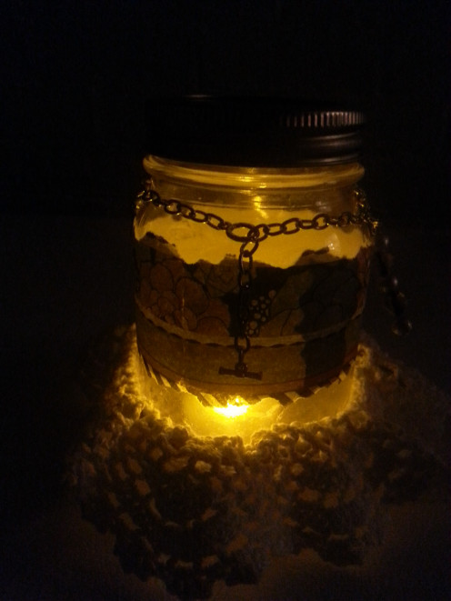 Chained Down Mason Jar, illuminated