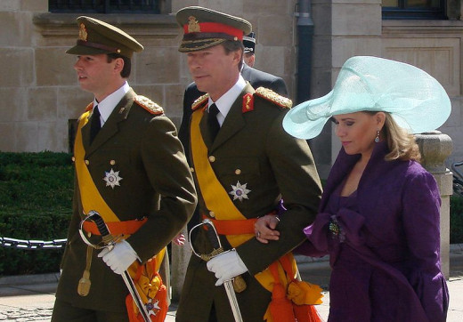 L-R  Prince Guillaume, Grand Duke Henri and Grand Duchess Maria Teresa