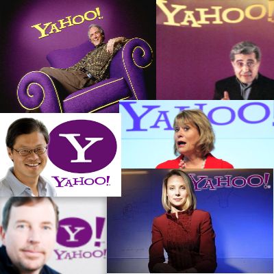 CEOs of Yahoo! 1st Row: Timothy Koogle, Terry Semel 2nd Row: Jerry Yang, Carol Bartz 3rd Row: Scott Thompson, Marissa Mayer