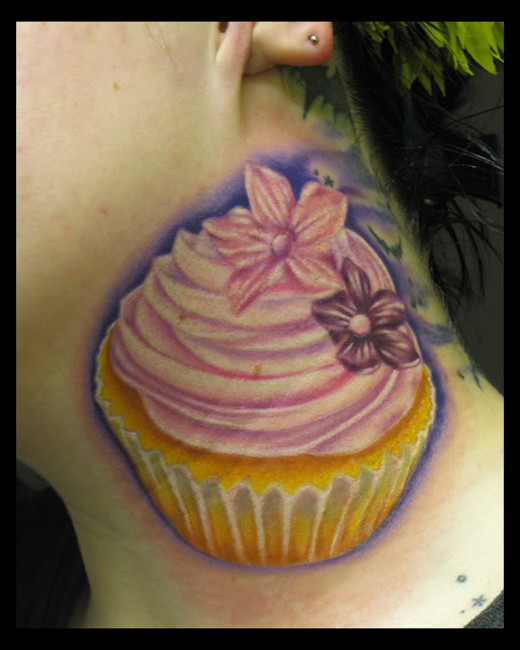You are what you tattoo on your neck? Cupcake... big cupcake...hmmm....