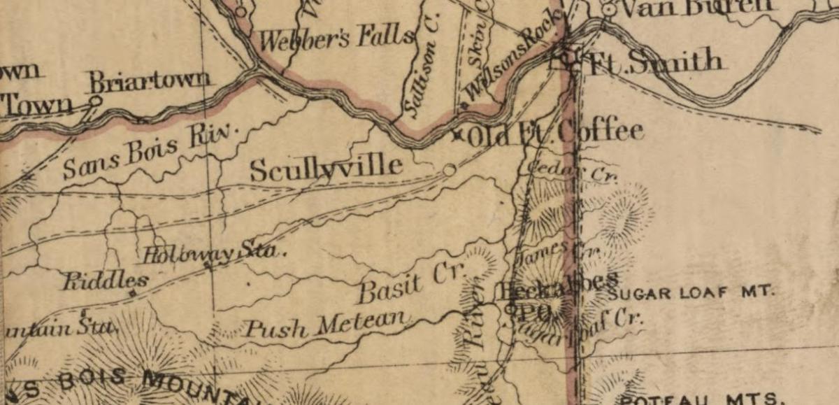 Indian Territory Map showing Heckabbe's Station