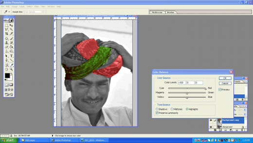 Arrive at the required color in the turban