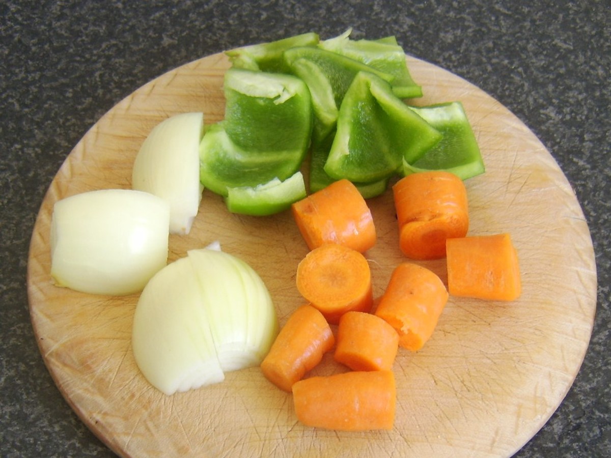 Prepared vegetables for boiling ham