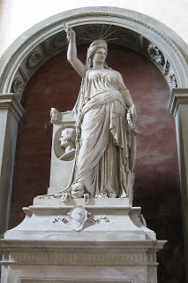 The statue of the Freedom of Poetry (XIX century) in the Florence Church of Santa Croce. Someone believes it has been the model for the Statue of Liberty.