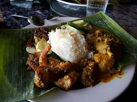 Nasi lemak - one of the most popular local Malay dishes