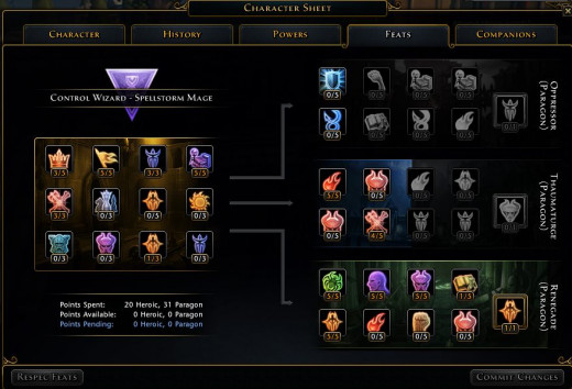 My Control Wizard's Feats. I'm not too specifically specced, at max level it costs ~150,000 Astral Diamonds  _ 