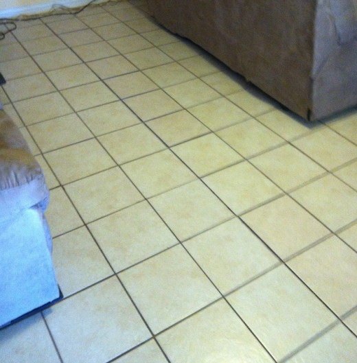 New tiles set in place, dry-fit to check for proper clearances and level.