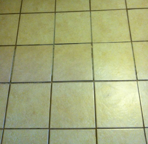 The tiles installed over the thin set mortar, straightened and leveled. The next step is to add the grout, but only after the thin set mortar has had time to dry.