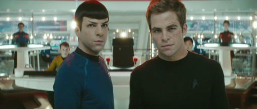 Spock (Zachary Quinto) and James T. Kirk (Chris Pine)