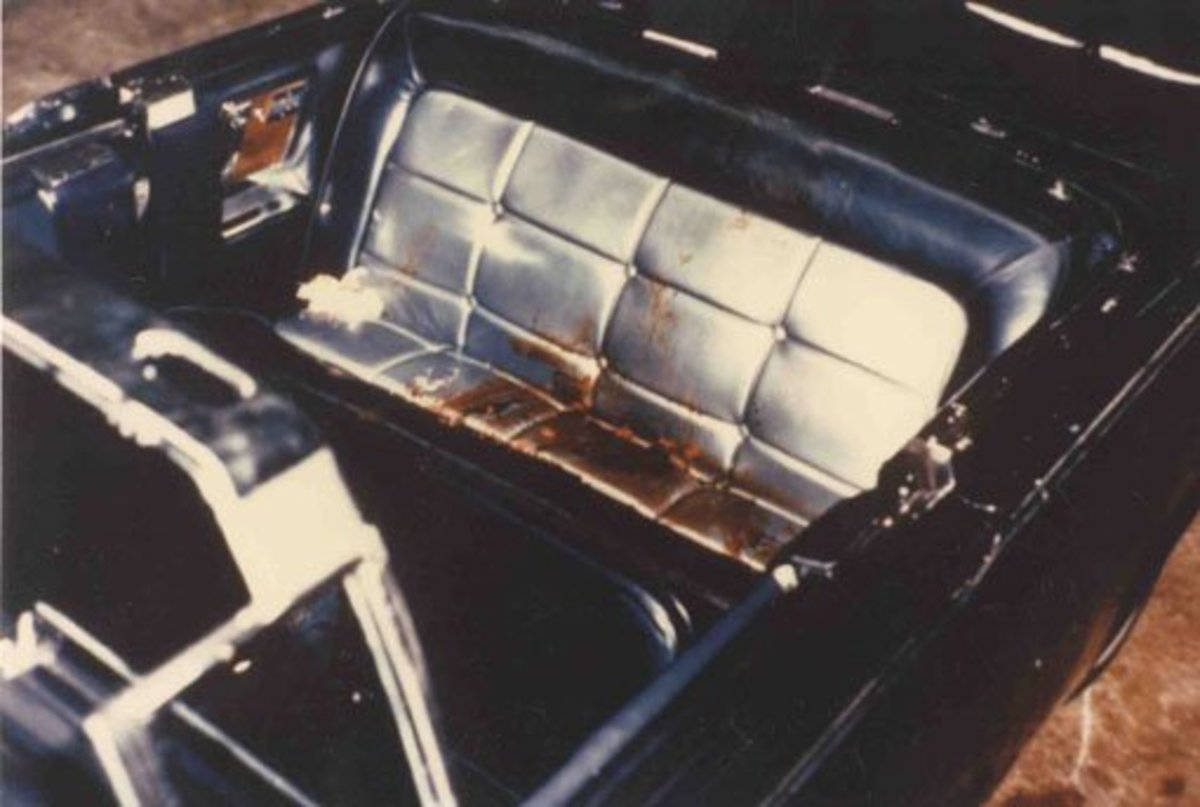 In this photo is the bloody back seat where president Kennedy was killed.