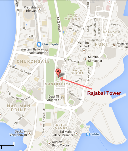 Rajabai Tower Map