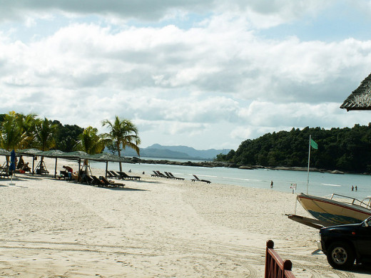 One of the many serene white beaches in Langkawi.