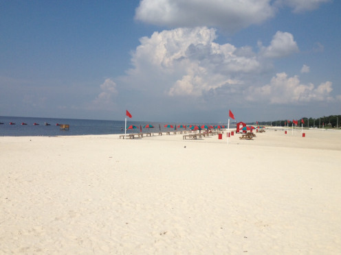 Looking in one direction up the beach.  Photo taken by my husband, used with permission.  